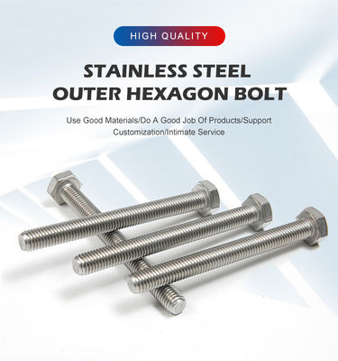 M5 M6 M10 Hex μπουλόνι Πλήρη νήμα Plain Finish Ατσάλι Hex Head Bolt DIN933