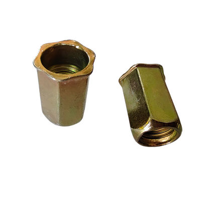 Κίτρινο ψευδαργυρωμένο ατσάλι άνθρακα Full Hex Open Rivet Nut για αυτοκινητοβιομηχανία M4-M5-M6-M8-M10