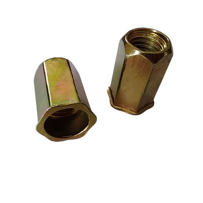Κίτρινο ψευδαργυρωμένο ατσάλι άνθρακα Full Hex Open Rivet Nut για αυτοκινητοβιομηχανία M4-M5-M6-M8-M10
