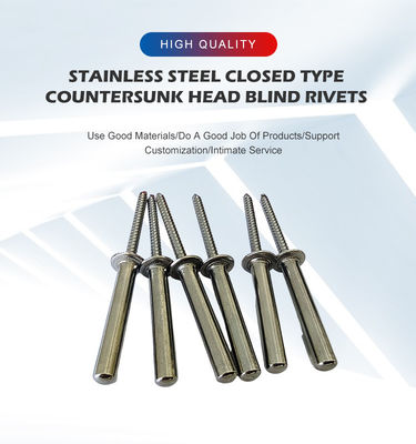 Κατασκευή 6-25mm μήκος από ανοξείδωτο χάλυβα Countersunk Blind Rivet με φωτεινό φινίρισμα