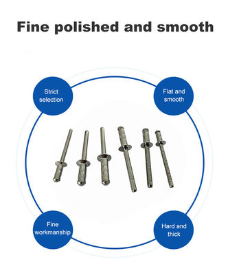 Επίπεδο κεφάλι Στρογγυλό κεφάλι Διπλό τύμπανο τυφλά νιφάδες από ανοξείδωτο χάλυβα 304 Plain Finish Μετρική διάμετρος 3,2 mm / 4 mm / 4,8 mm